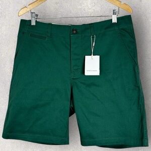 NWT Samsoe College Shorts Green Mens Size Large Minimalist Chino Denmark Short L